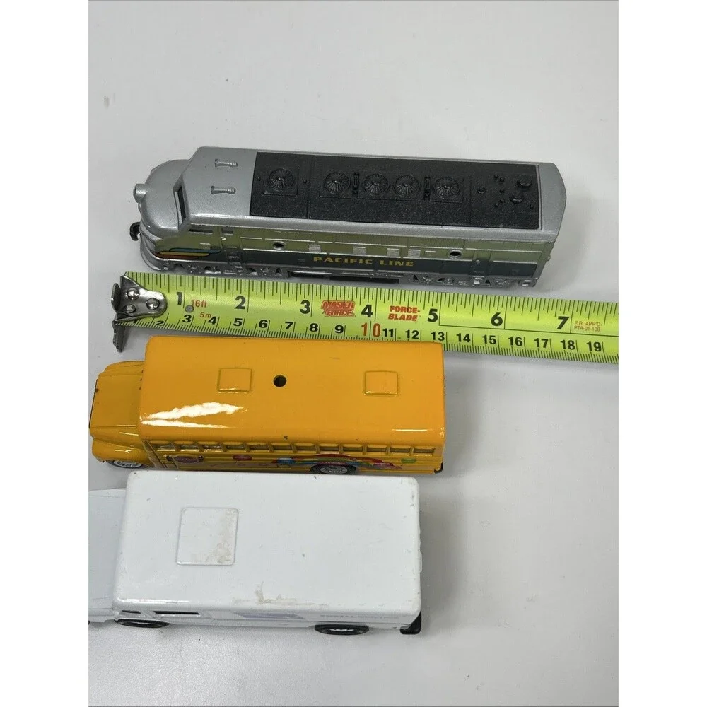 Pullback Lot Kinsfun School Bus USPS Delivery Van Monster Truck Pacific Train